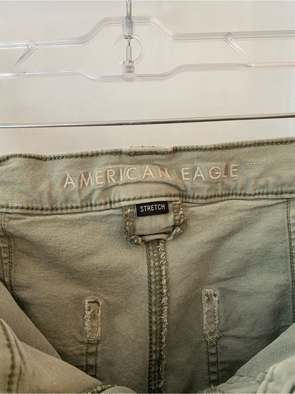 American Eagle High-Rise Cargo Pants Olive Green Sz 2 Regular Casual Utility - Picture 7 of 9